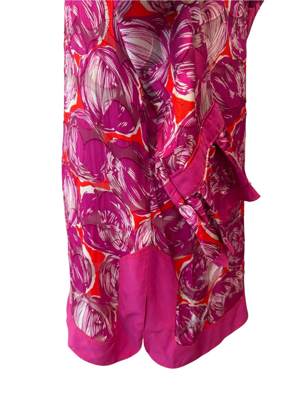 Tory Burch Gwenna Wild Orchid Silk Tunic Top Size 12 - Picture 5 of 16